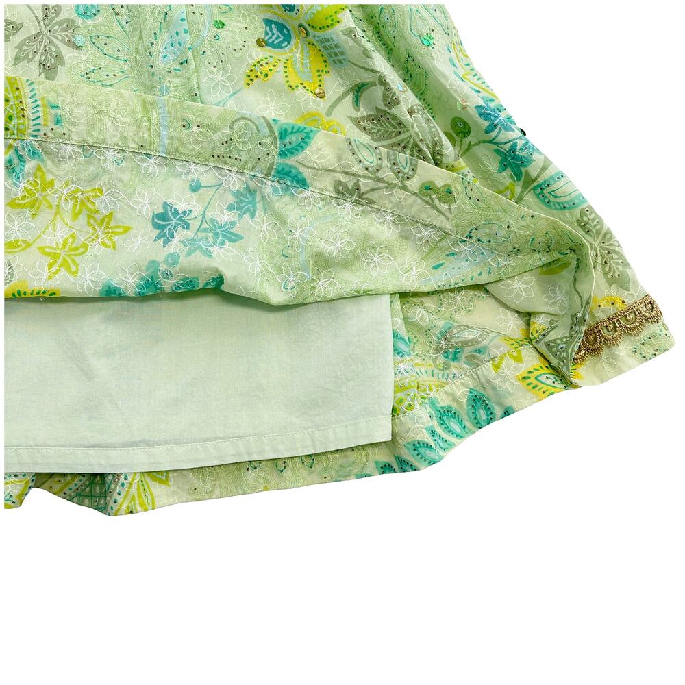 VTG Express Y2K Paisley A-Line Skirt Women 2 Fairy Sequin Embroidered Patchwork - Picture 9 of 10